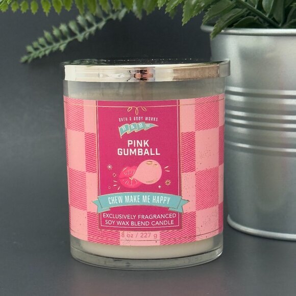 BBW Pink Gumball (Bubblegum) Bath & Body Works Single Wick Candle - Picture 1 of 10